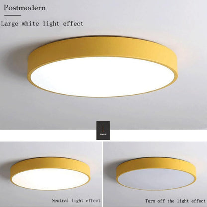 LED Ceiling Light Fixture,16 Inch Modern Round Recessed Ceiling Lights,Dimmable Light,24W Yellow Close to Ceiling Lighting Flush Mount Living Room Bedroom,3000K-6000K