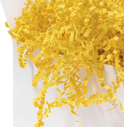 1 LB Crinkle Paper Filler Yellow Shredded Paper for Gift Box Basket | Gift Basket Bag Filler - Grass Cushion Stuffing for Christmas Holiday Gift Wrapping Lemon Crinkle Cut Paper Shred Filler