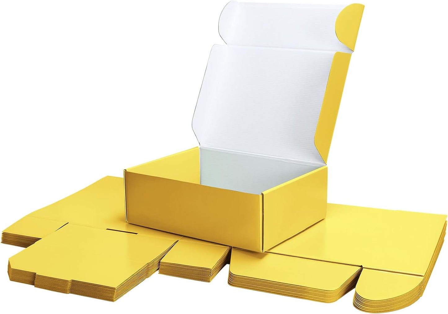 20 Pack 12x9x4 in Cardboard Shipping Boxes, Lemon Yellow Gift Box | Bright Color, Tuck Top, Quick Fold, Easy Assemble, Shape Well, Single Corrugated, Shirt, Shoe, Small Business Packaging
