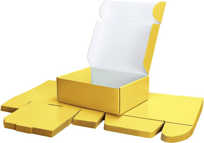 20 Pack 12x9x4 in Cardboard Shipping Boxes, Lemon Yellow Gift Box | Bright Color, Tuck Top, Quick Fold, Easy Assemble, Shape Well, Single Corrugated, Shirt, Shoe, Small Business Packaging