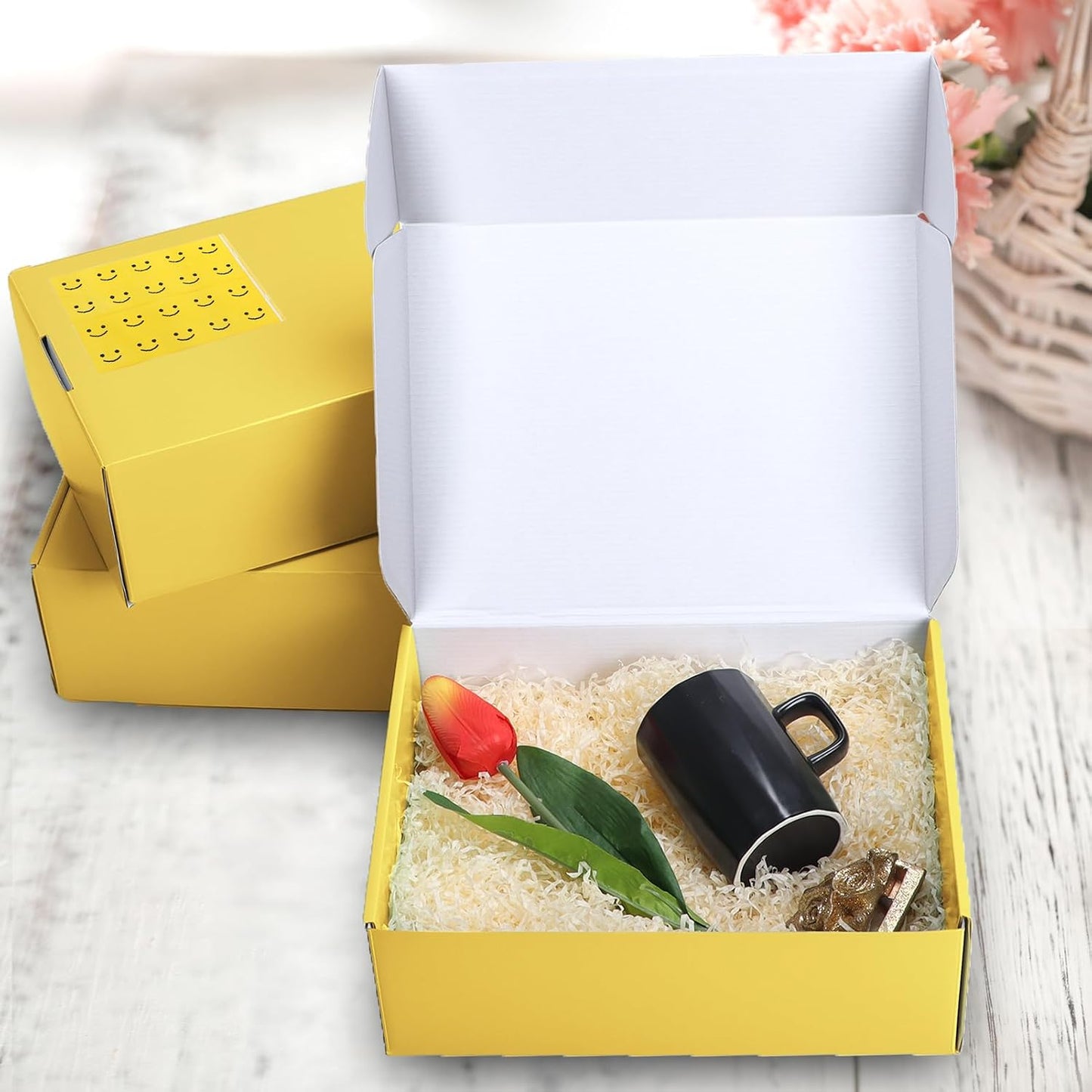 20 Pack 12x9x4 in Cardboard Shipping Boxes, Lemon Yellow Gift Box | Bright Color, Tuck Top, Quick Fold, Easy Assemble, Shape Well, Single Corrugated, Shirt, Shoe, Small Business Packaging