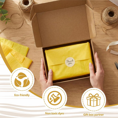 100 Sheets Yellow Tissue Paper 20"X14" Tissue Paper for Gift Bags, Gift Wrapping Tissue, Christmas Tissue Paper Anniversary Holiday Decoration Arts Craft