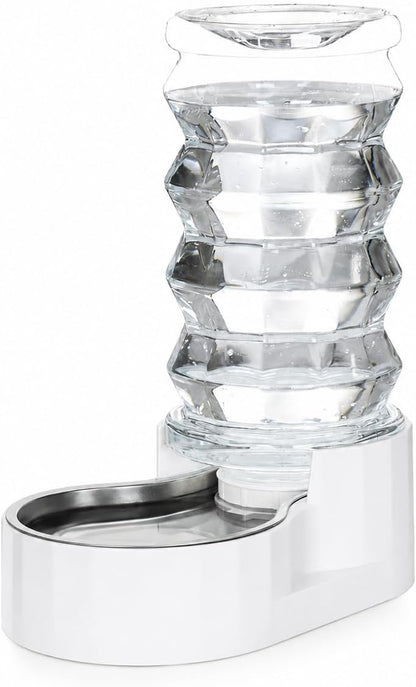 8L Gravity Dog Water Dispenser: Stainless Steel Bowl Anti-Splash | Wide Mouth Easy Cleaning/ Dishwasher Safe/No Electricity Needed/ Filtered Fresh Water / Multi-Pet Homes
