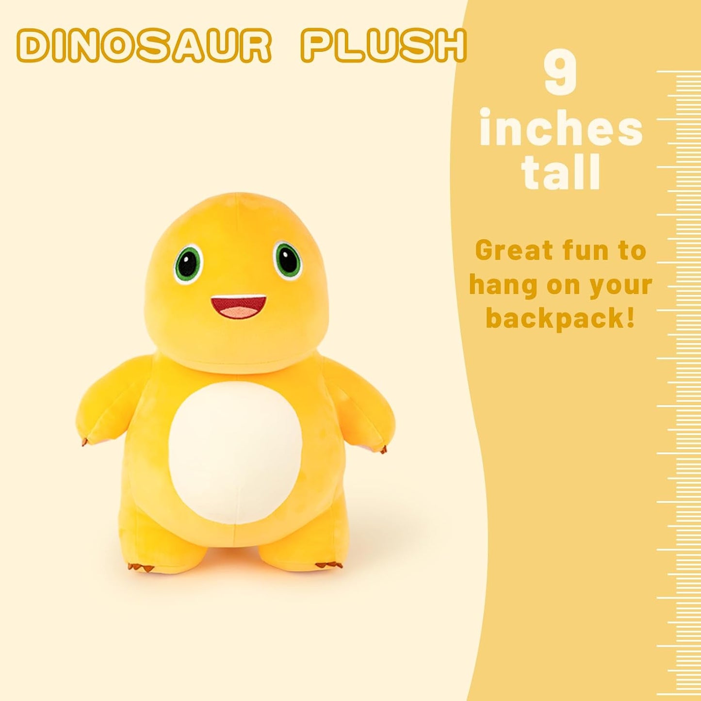 Nailong Dinosaur Stuffed Animal,9“ Cute Yellow Dinosaur Plush Soft Dino Stuffed Animals Dino Plushie Toys for Boys Girls Kids Baby Toddlers（Happy）