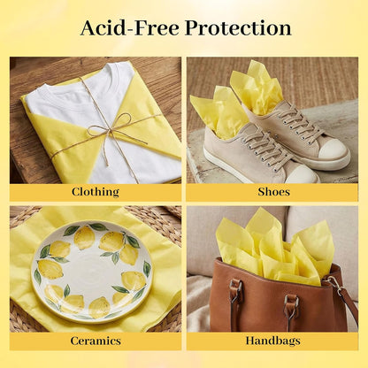 120 Sheets Yellow Tissue Paper, 14 x 20 inch | Sunny paper fills gift bags and can be shaped into sunflowers, spring decorations, and floral crafts