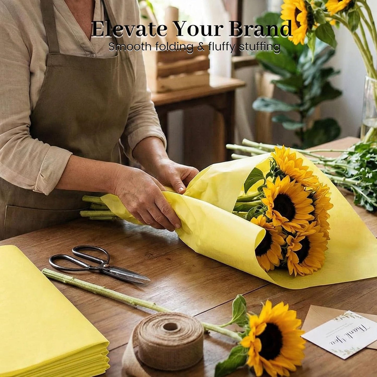 120 Sheets Yellow Tissue Paper, 14 x 20 inch | Sunny paper fills gift bags and can be shaped into sunflowers, spring decorations, and floral crafts