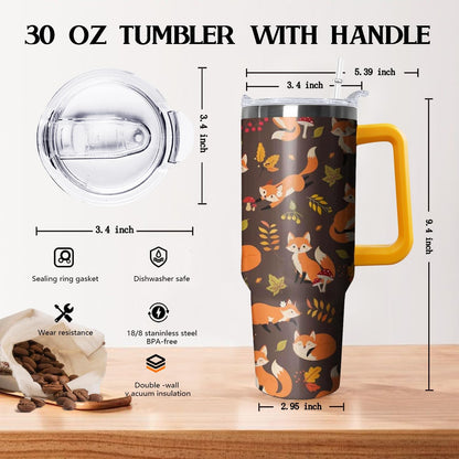 30 oz Stainless Steel Tumbler with lid and Straw,Yellow CoffeeTravel Mug Cup Water Botter, Lemon Gifts for Lemon Lovers - Colors A