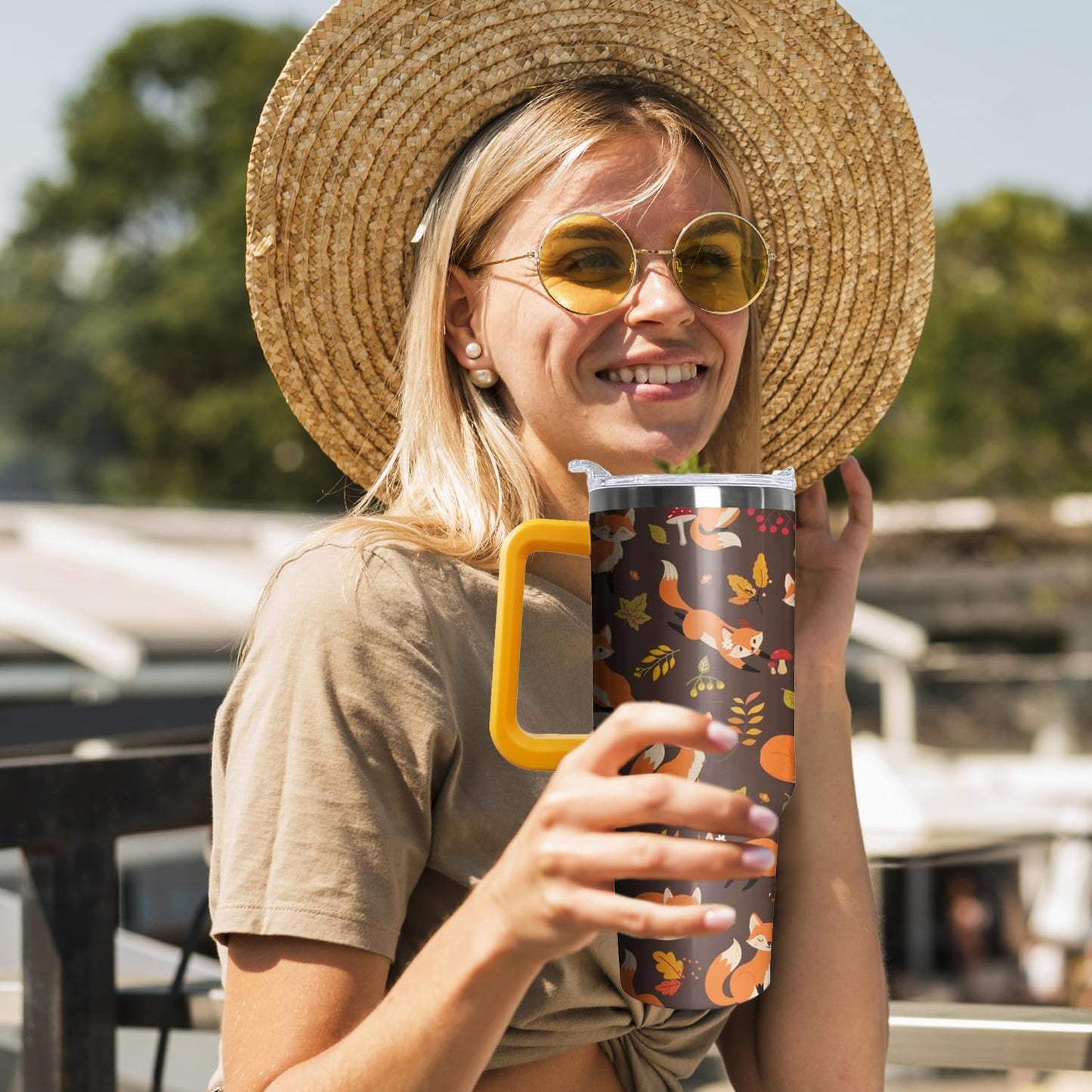 30 oz Stainless Steel Tumbler with lid and Straw,Yellow CoffeeTravel Mug Cup Water Botter, Lemon Gifts for Lemon Lovers - Colors A