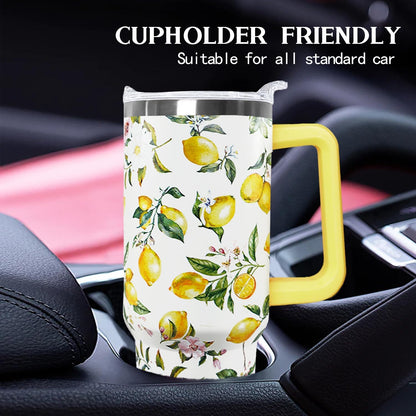 30 oz Stainless Steel Tumbler with lid and Straw,Yellow CoffeeTravel Mug Cup Water Botter, Lemon Gifts for Lemon Lovers - Colors A