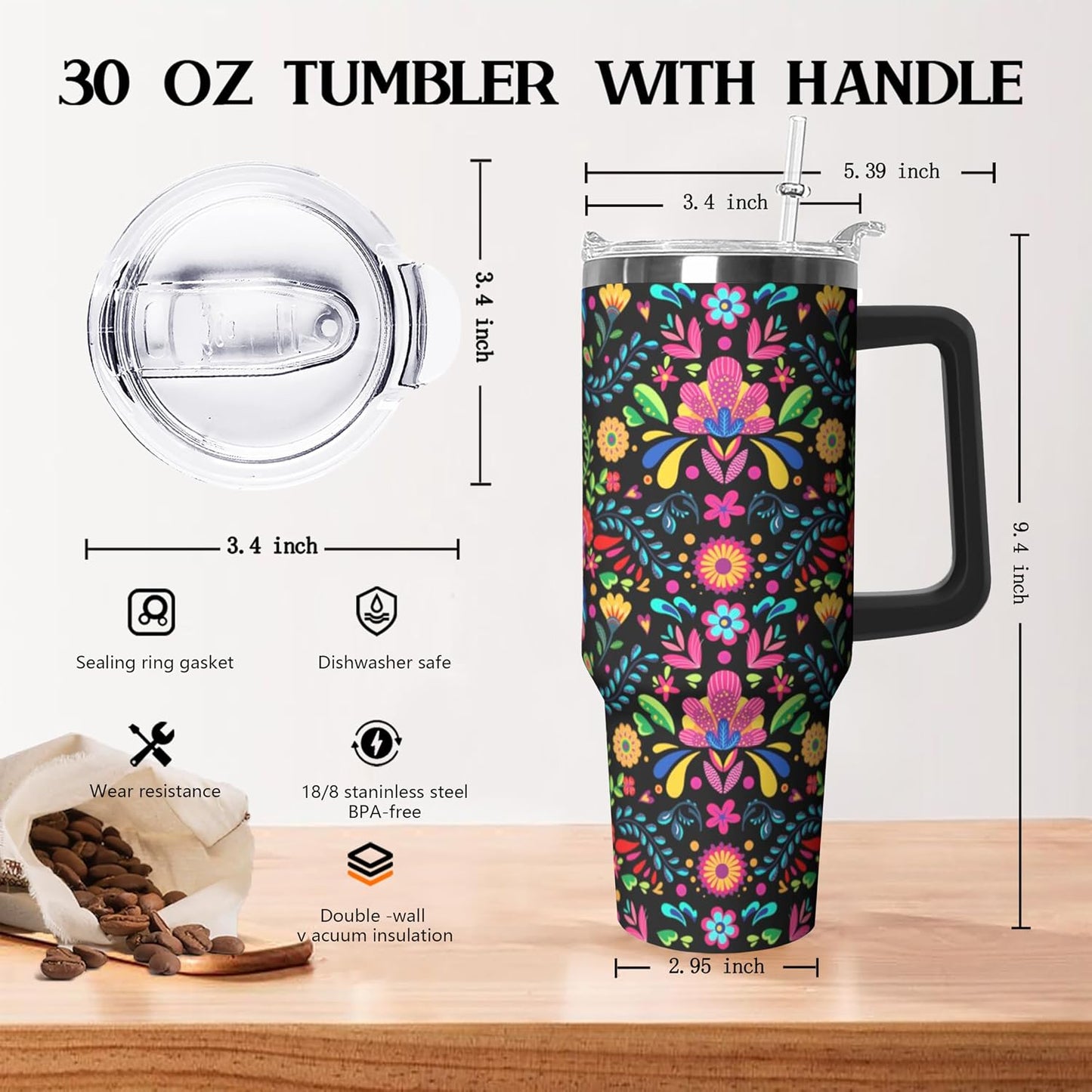 30 oz Stainless Steel Tumbler with lid and Straw,Yellow CoffeeTravel Mug Cup Water Botter, Lemon Gifts for Lemon Lovers - Colors A