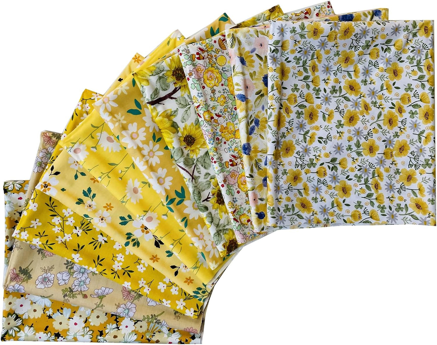 Fat Quarters Quilting Cotton Fabric Bundles for Sewing-10 PCS Yellow Floral | 18" x 22" Fat Quarters Quilting Cotton Fabric Bundles nice quality beautiful appearance rich colors perfect for quilting