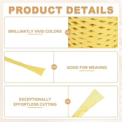 Raffia Paper Craft Ribbon 200m/656ft Raffia Ribbon String Kraft Packing for Gift Wrapping, Crafting Supplies (Light Yellow)