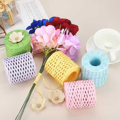 Raffia Paper Craft Ribbon 200m/656ft Raffia Ribbon String Kraft Packing for Gift Wrapping, Crafting Supplies (Light Yellow)