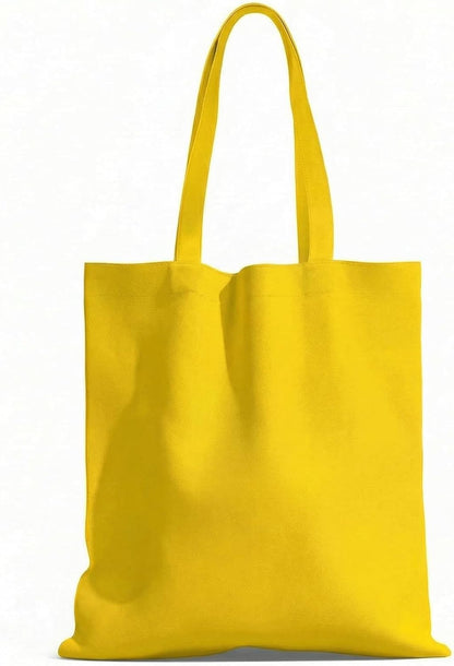 1 Pack Canvas Tote Bags With Handle, Shopping Bag, Bright Yellow | 14 x 15-inch Natural Canvas Bags for Work, DIY, Shopping