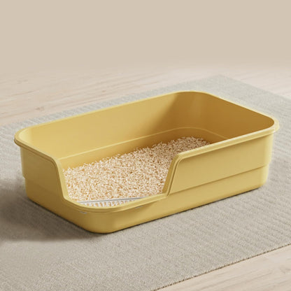 Extra Large Cat Litter Box with High Sides,Cats Boxes for Indoor Cats,Cat Litter Pan for Kitty,Litter Box with Low Entry,Easy to Clean,Anti-Splashing,23.6" x15.7" x5.9" (Yellow)