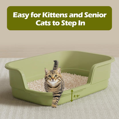 Extra Large Cat Litter Box with High Sides,Cats Boxes for Indoor Cats,Cat Litter Pan for Kitty,Litter Box with Low Entry,Easy to Clean,Anti-Splashing,23.6" x15.7" x5.9" (Yellow)