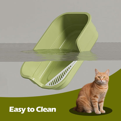 Extra Large Cat Litter Box with High Sides,Cats Boxes for Indoor Cats,Cat Litter Pan for Kitty,Litter Box with Low Entry,Easy to Clean,Anti-Splashing,23.6" x15.7" x5.9" (Yellow)