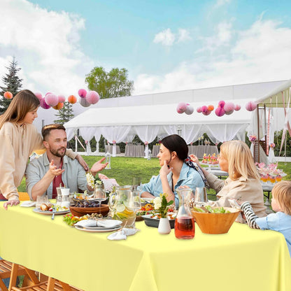 QISOLIY 3 Pcs Light Yellow Tablecloth Plastic Table Cloth for Parties Disposable Rectangle Light Yellow Table Cloths for Baby Shower Wedding Birthday Holiday Party Decorations 54 ×108 Inch