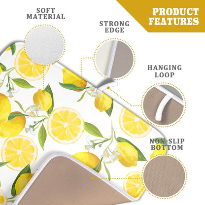 Lemon Dish Drying Mat for Kitchen Counter Spring Summer Microfiber Absorbent Dish Draining Reusable Washable Foldable 16"x18"