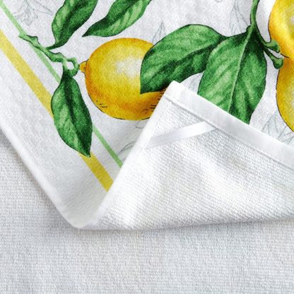 Lots of Lemons Modern Kitchen Towel, Oven Mitt & Potholder Set, 4-Pack, White-Yellow
