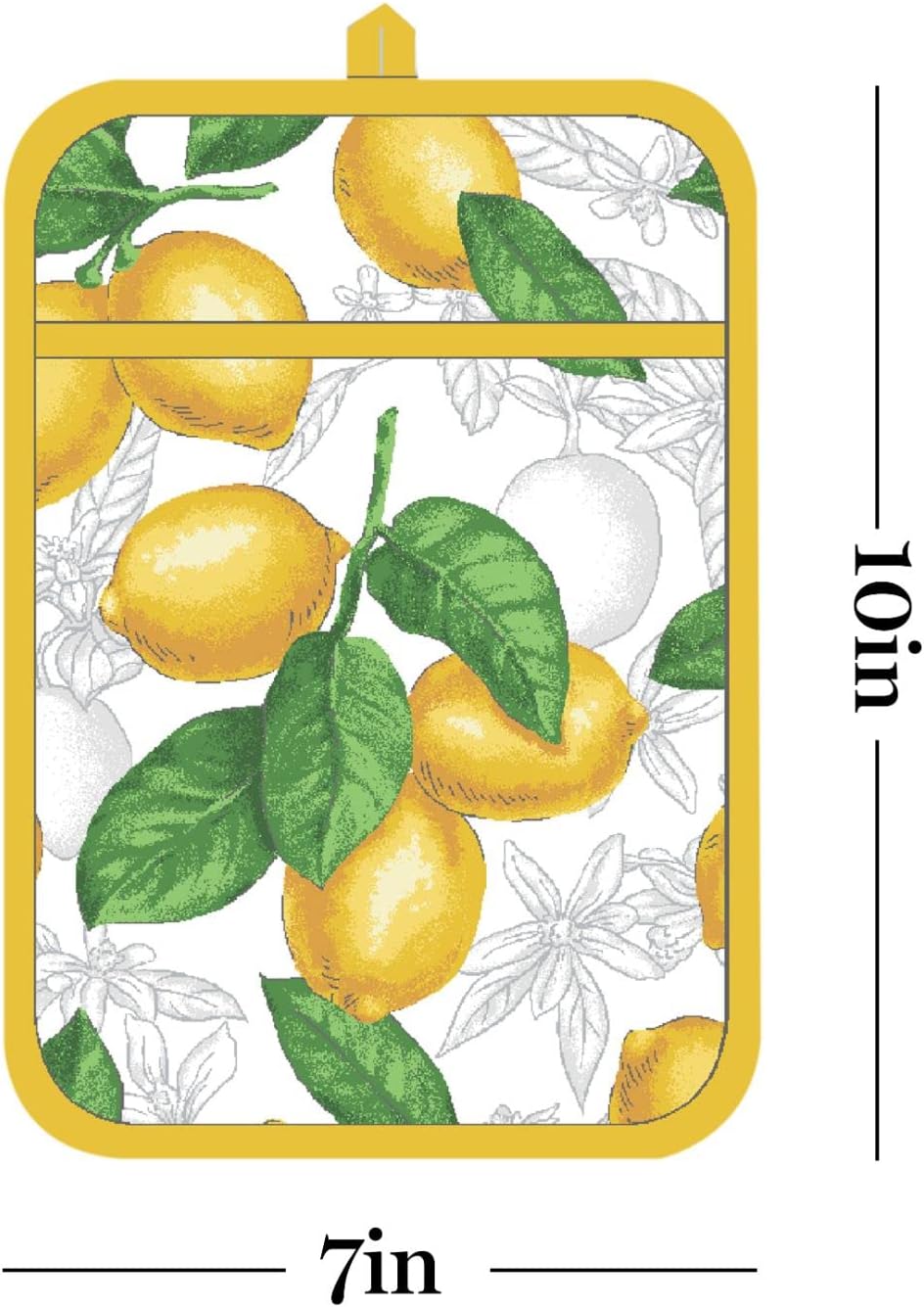 Lots of Lemons Modern Kitchen Towel, Oven Mitt & Potholder Set, 4-Pack, White-Yellow