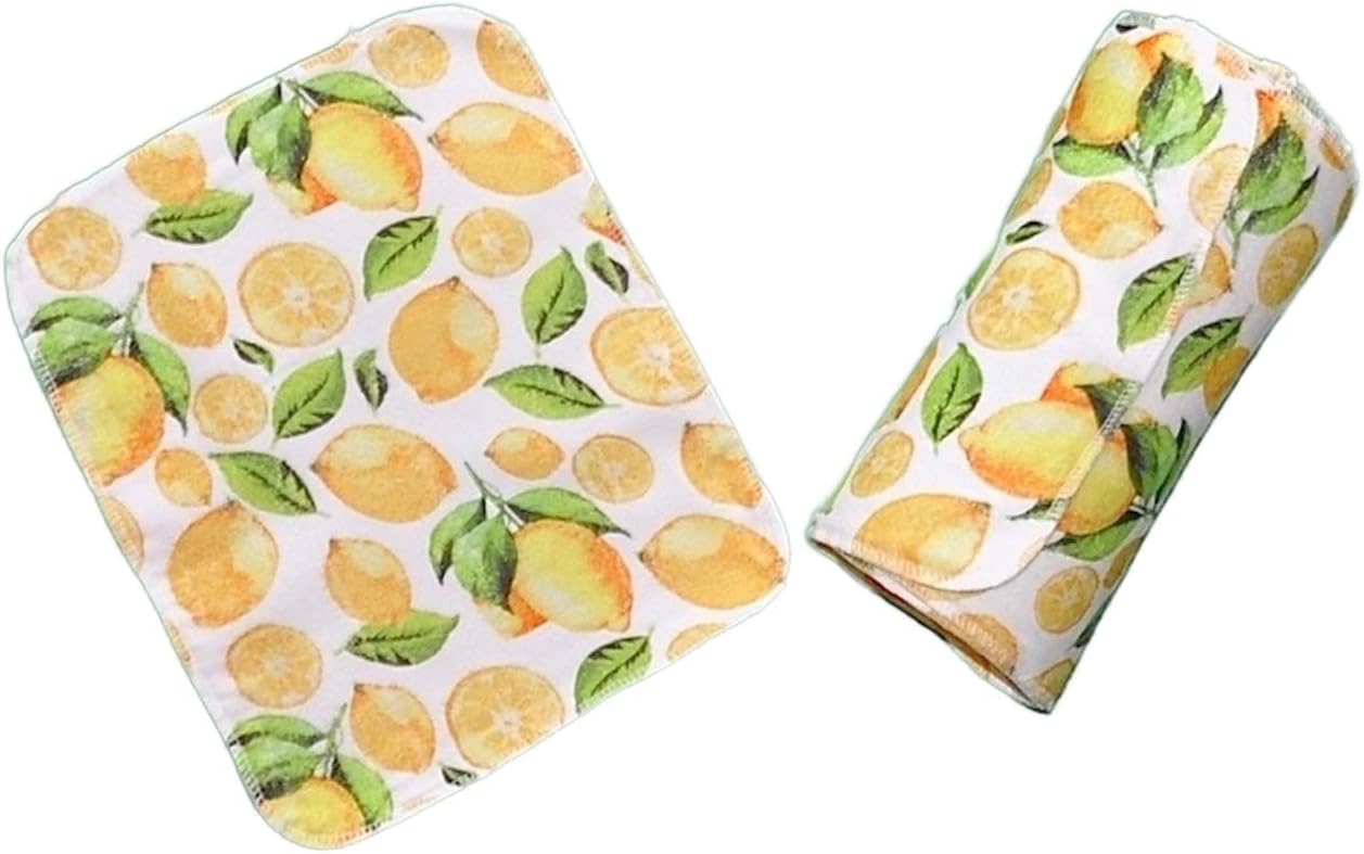 Reusable Paper Towels Washable, (15 Pack) Lemon Print Kitchen Paper Towels for spills. 100% Cotton Flannel Towels. Easy to Use Green Eco Friendly, No Waste, Sustainable