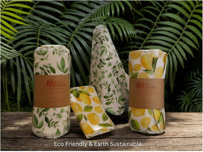 Reusable Paper Towels Washable, (15 Pack) Lemon Print Kitchen Paper Towels for spills. 100% Cotton Flannel Towels. Easy to Use Green Eco Friendly, No Waste, Sustainable