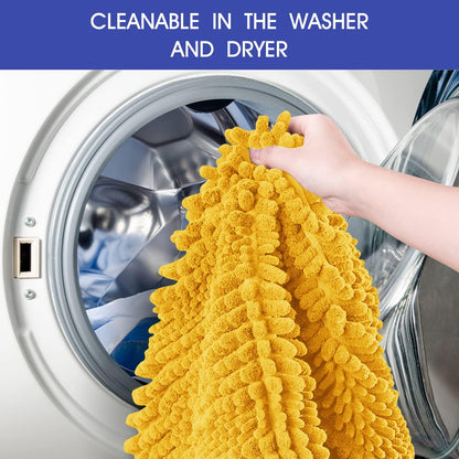 Striped Yellow Bathroom Rug Set 3 Pieces Ultra Soft, Non Slip Chenille Toilet Mat, Absorbent Plush Shaggy Bath Mats for Bathroom, Bedroom, Kitchen