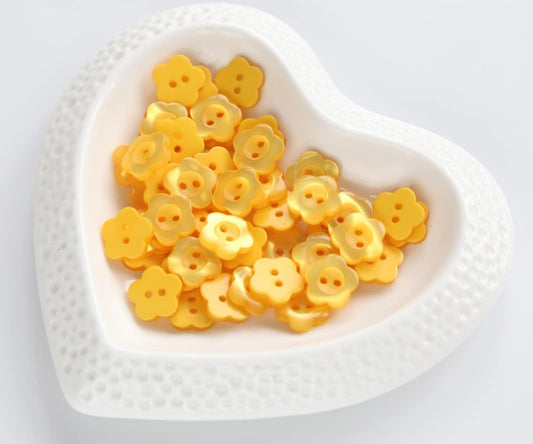 1/2 inch (12.5mm) Flower Shape Buttons for Sewing Shirts Yellow Resin Buttons for DIY Crafts Projects Scrapbooking Pack of 150 pcs