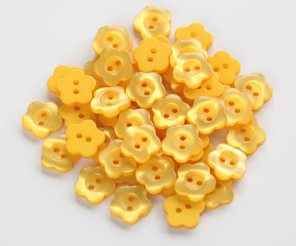 1/2 inch (12.5mm) Flower Shape Buttons for Sewing Shirts Yellow Resin Buttons for DIY Crafts Projects Scrapbooking Pack of 150 pcs