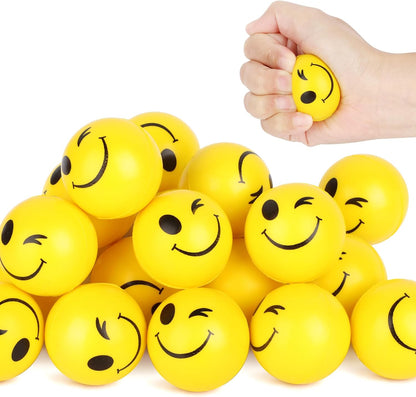 20PCS Squeeze Toys Face Stress Balls Bulk Funny Yellow Stress Balls for Kids Mini Foam Ball Mini Stress Relief Ball for Kids Adults Classroom Anxious Fidget Sensory Party Decorations Supplies