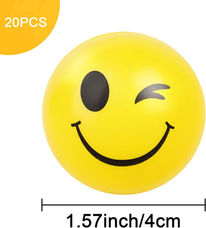 20PCS Squeeze Toys Face Stress Balls Bulk Funny Yellow Stress Balls for Kids Mini Foam Ball Mini Stress Relief Ball for Kids Adults Classroom Anxious Fidget Sensory Party Decorations Supplies