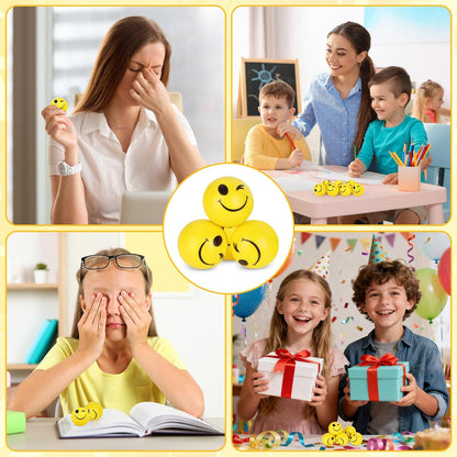 20PCS Squeeze Toys Face Stress Balls Bulk Funny Yellow Stress Balls for Kids Mini Foam Ball Mini Stress Relief Ball for Kids Adults Classroom Anxious Fidget Sensory Party Decorations Supplies
