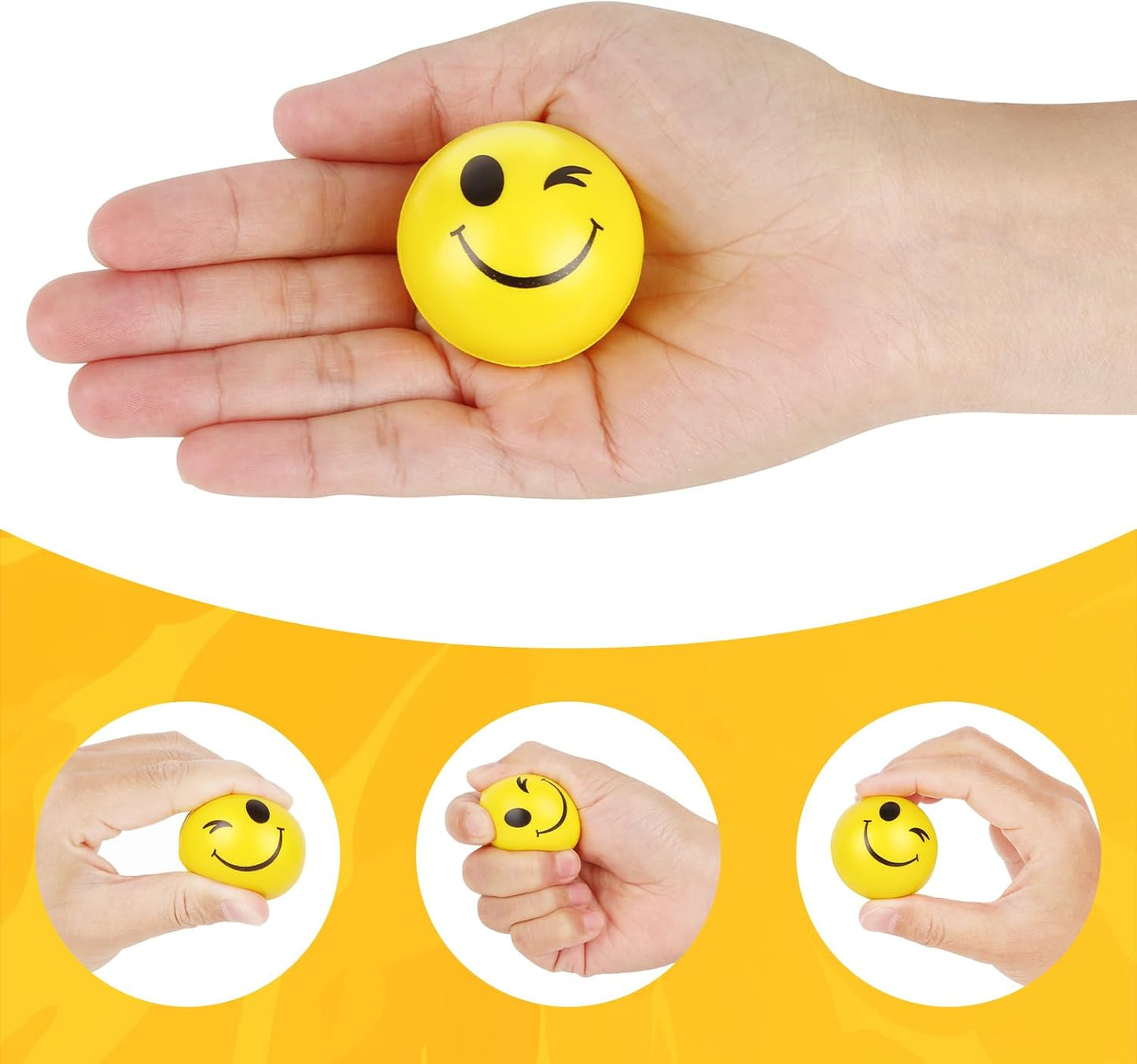 20PCS Squeeze Toys Face Stress Balls Bulk Funny Yellow Stress Balls for Kids Mini Foam Ball Mini Stress Relief Ball for Kids Adults Classroom Anxious Fidget Sensory Party Decorations Supplies