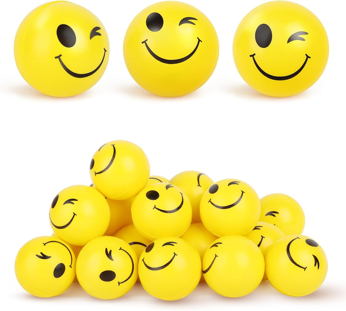 20PCS Squeeze Toys Face Stress Balls Bulk Funny Yellow Stress Balls for Kids Mini Foam Ball Mini Stress Relief Ball for Kids Adults Classroom Anxious Fidget Sensory Party Decorations Supplies