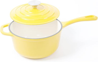 2.65 qt Enameled Cast Iron Saucepan, 8 inch with Lid, Yellow