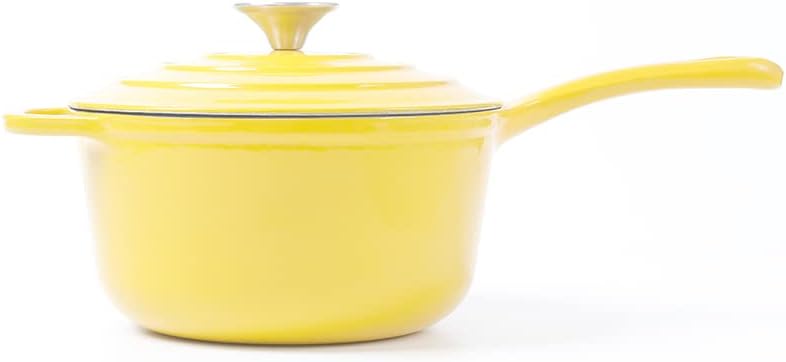 2.65 qt Enameled Cast Iron Saucepan, 8 inch with Lid, Yellow
