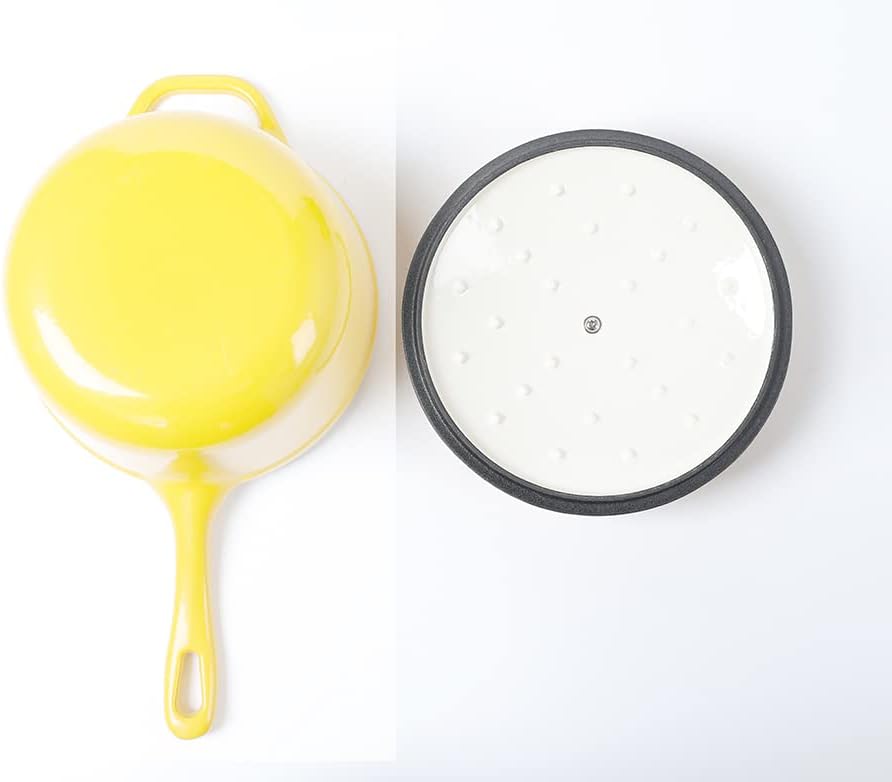 2.65 qt Enameled Cast Iron Saucepan, 8 inch with Lid, Yellow