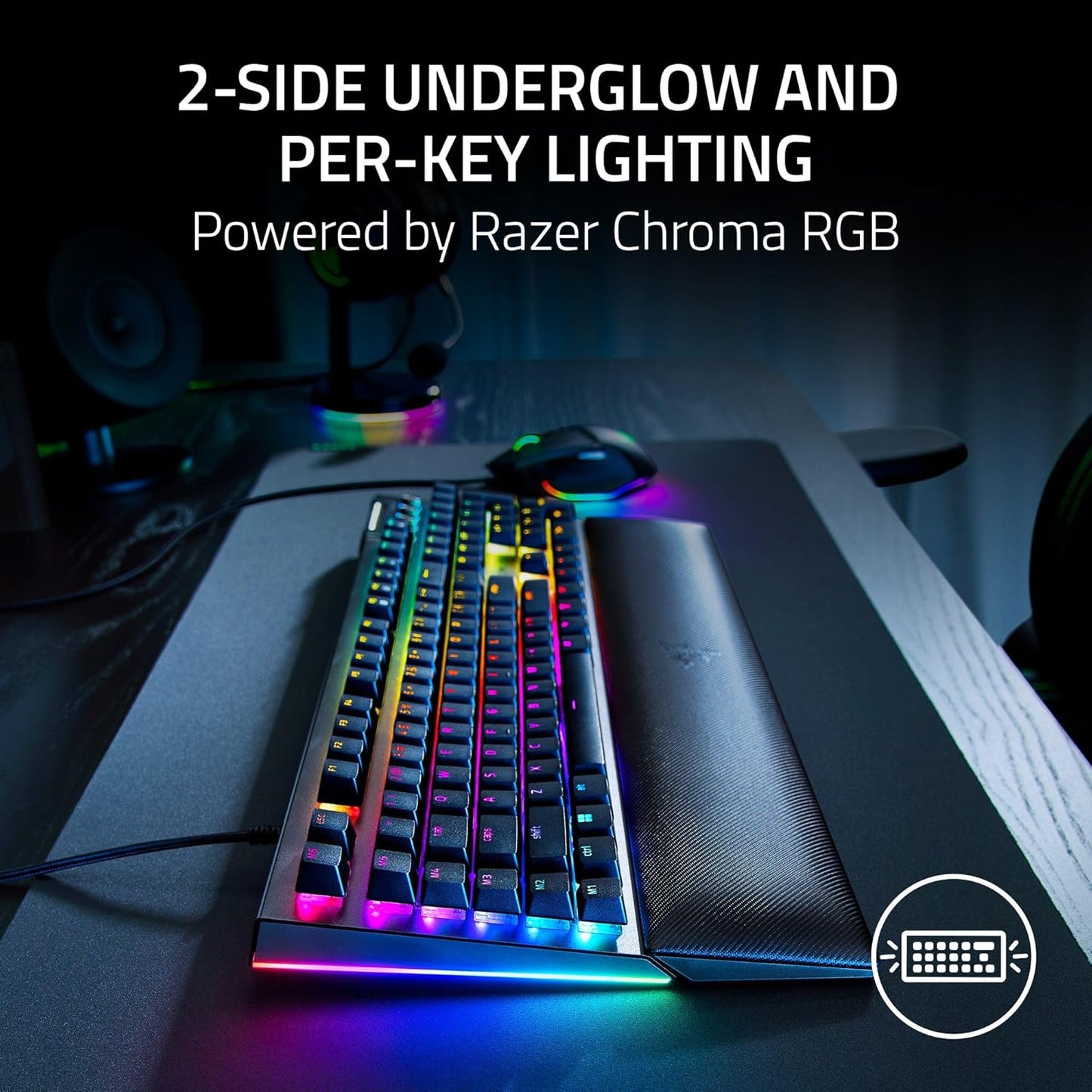 BlackWidow V4 Mechanical Gaming Keyboard: Yellow Switches Linear & Silent - Chroma RGB - 6 Macro Keys - Magnetic Wrist Rest - Doubleshot ABS Keycaps - Roller & Media Keys - Snap Tap