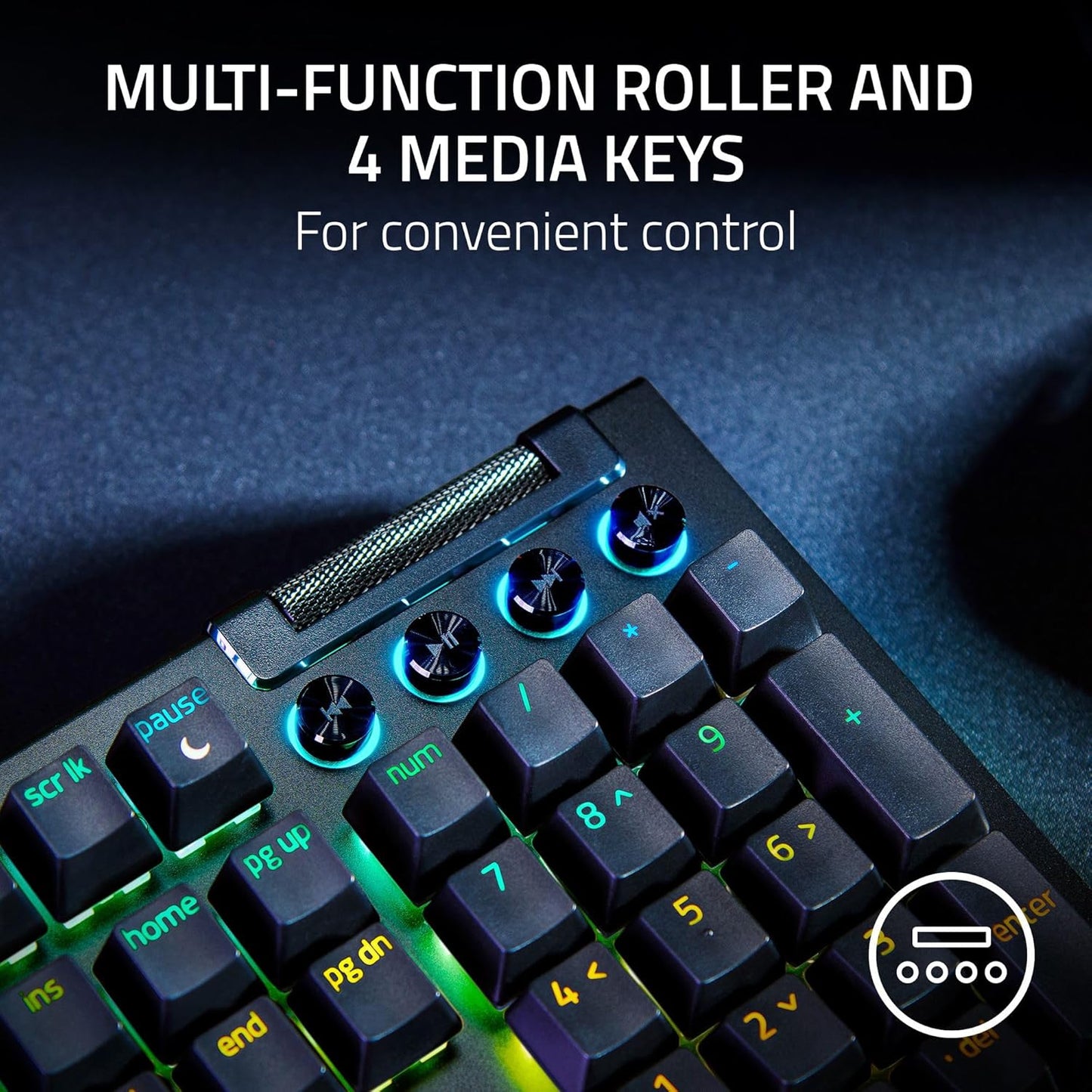 BlackWidow V4 Mechanical Gaming Keyboard: Yellow Switches Linear & Silent - Chroma RGB - 6 Macro Keys - Magnetic Wrist Rest - Doubleshot ABS Keycaps - Roller & Media Keys - Snap Tap