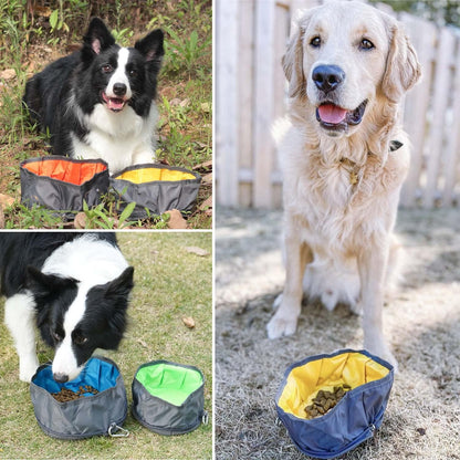 Collapsible Dog Travel Bowl, 8 Cups Large Lightweight Foldable Bowl, Water and Food Bowls for Pets Dogs Cats with Zipper