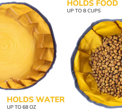Collapsible Dog Travel Bowl, 8 Cups Large Lightweight Foldable Bowl, Water and Food Bowls for Pets Dogs Cats with Zipper