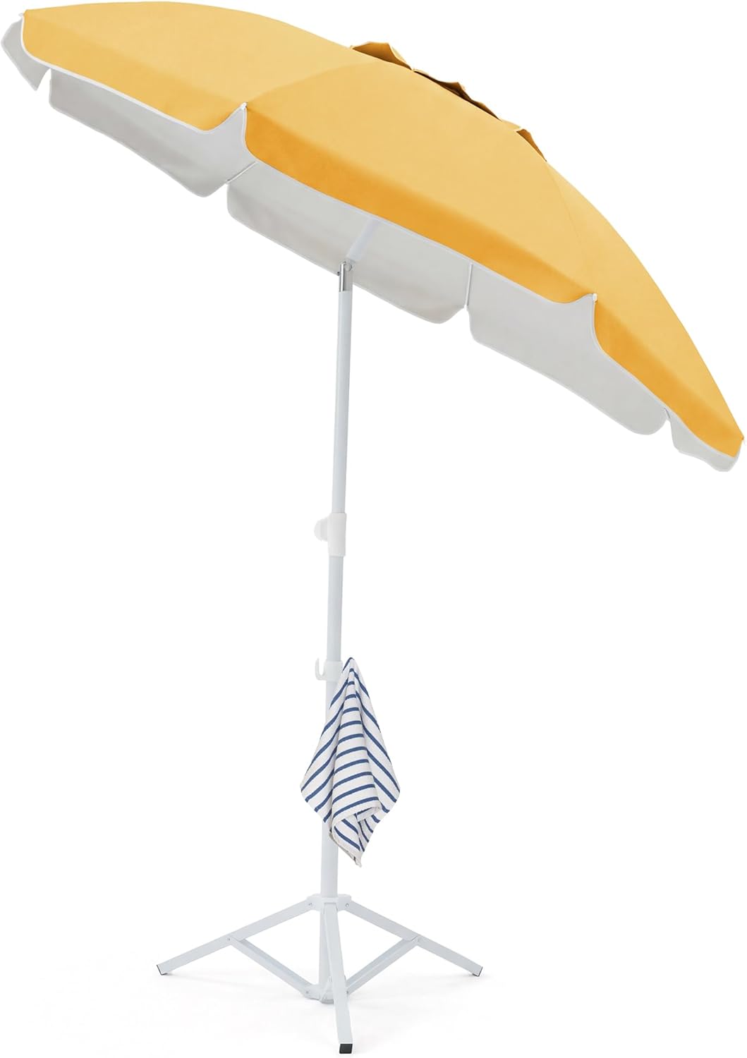 JEAREY 6.5ft Sun Shade Umbrellas, Portable Umbrella with Stand, Lightweight Sun Protection Free Standing Sport Umbrella for Outdoor Sports, Camping, Fishing, Patio, Beach, Yellow