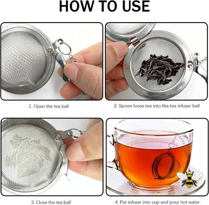 2 Pack Stainless Steel Tea Infuser with Bee Blossom Charm - Mesh Tea Ball Strainer for Loose Leaf Tea