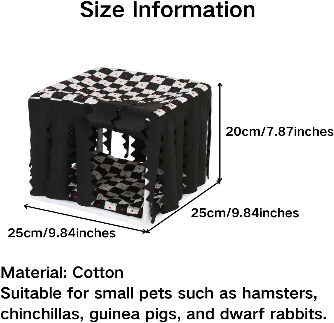 Guinea Pig Hideout, Guinea Pig Bed with Reversible Mat, Sturdy Durable Rabbit Bed with Door Curtain for Rat, Ferret, Squirrel, Bunny, Hamster, Chinchilla, Small Animals (Yellow)