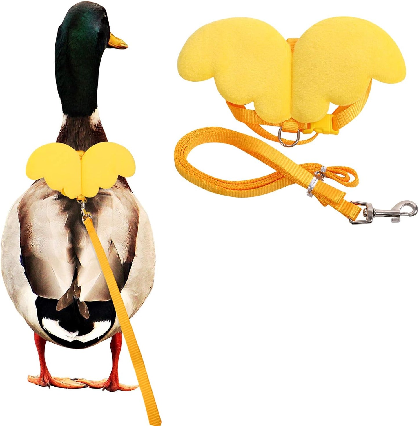 Duck Walking Harness and Leash Chicken Duck Outdoor Training Rope Adjustable Rope for Pet Poultry Hen Cock (M, Yellow)