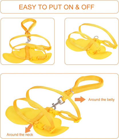 Duck Walking Harness and Leash Chicken Duck Outdoor Training Rope Adjustable Rope for Pet Poultry Hen Cock (M, Yellow)