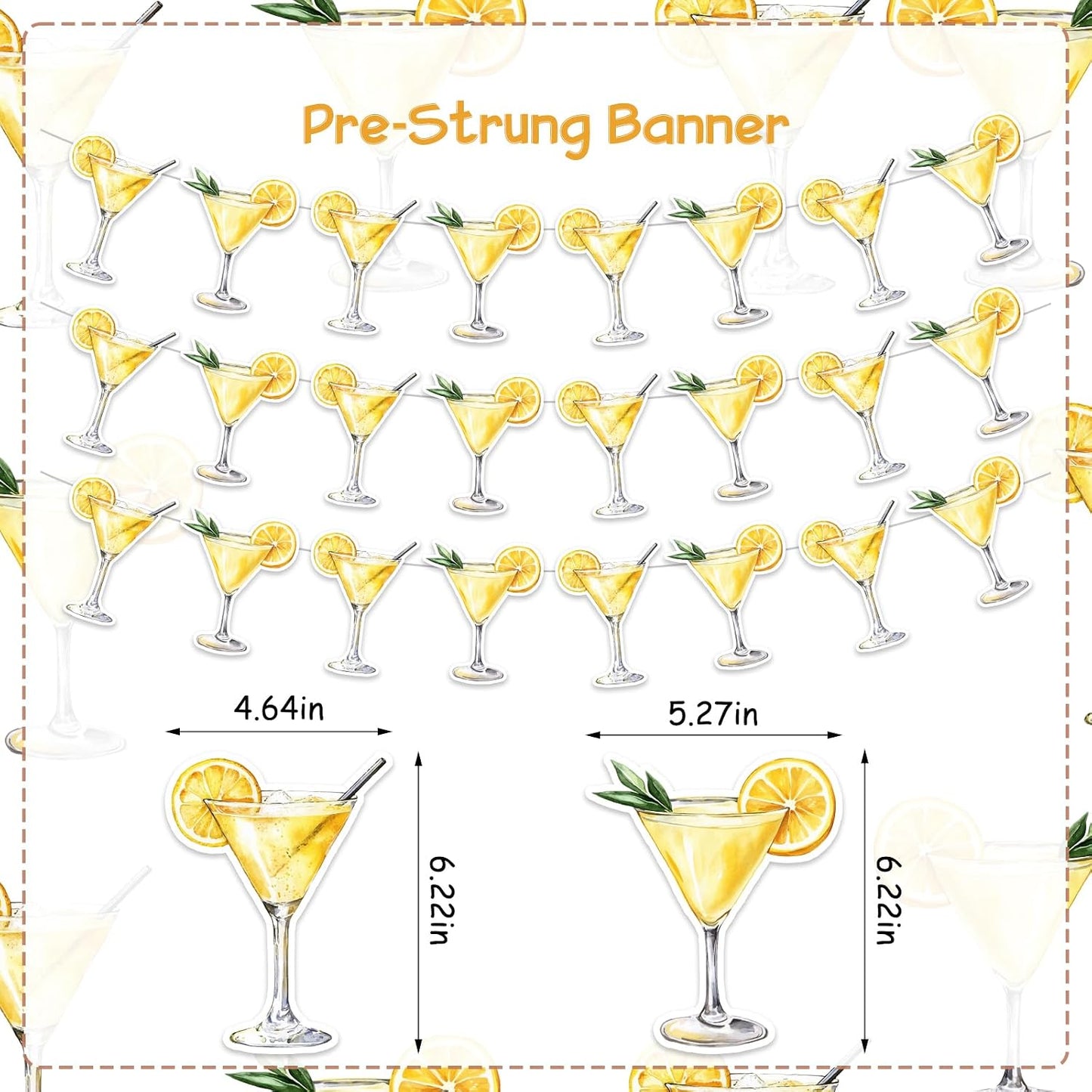 3Pcs Lemon Party Banner Garland A Drop Older Lemon Party Decoration Yellow Martini Party Decorations Martini Bar Banner for Women Bachelorette Party Bridal Shower Cocktail Party Supplies