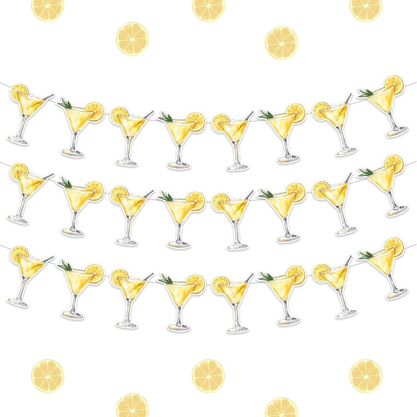 3Pcs Lemon Party Banner Garland A Drop Older Lemon Party Decoration Yellow Martini Party Decorations Martini Bar Banner for Women Bachelorette Party Bridal Shower Cocktail Party Supplies