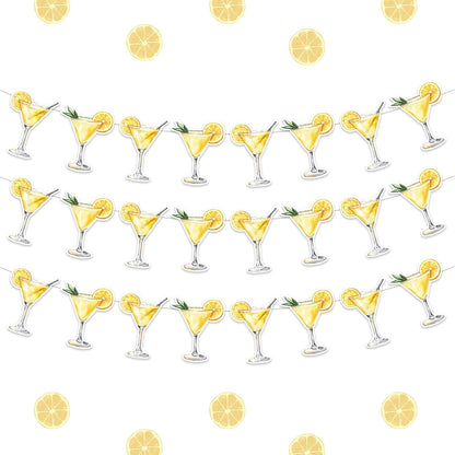 3Pcs Lemon Party Banner Garland A Drop Older Lemon Party Decoration Yellow Martini Party Decorations Martini Bar Banner for Women Bachelorette Party Bridal Shower Cocktail Party Supplies